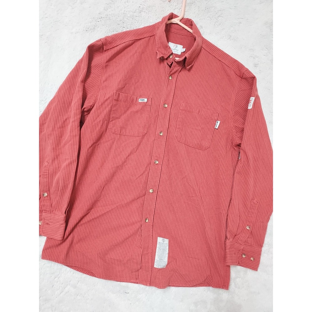 Tyndale Shirt Mens Large Flame Resistant FR Check Long Sleeve Faded Red Workwear